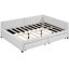 Lit de jour beige avec rangement, housse en lin, structure, aucun sommier nécessaire pour 2 grands tiroirs, fabrication en bois, économie