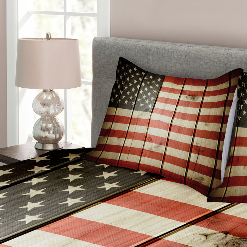 Striped Bedspread with Pillow Shams Included, 220 x 264 cm