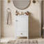 Meuble-lavabo autoportant de 20 pouces avec lavabo en céramique, rangement spacieux et fabrication durable pour les salles de bain modernes