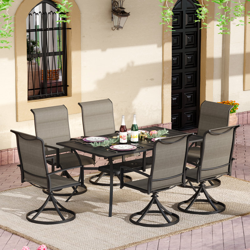 Darryl Rectangular 6 - Person 59.2'' L Outdoor Restaurant Dining Set, Black/Black