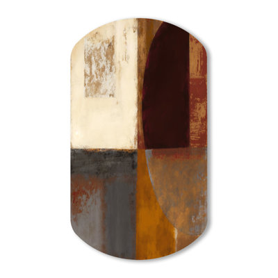 Chocolate Brown Elementary V - Abstract Cylinder Shape Assymterical Metal Wall Art