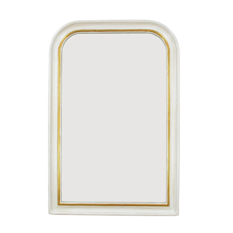 Tallulah Flat Wall Mirror, Antiqued White/Gold Leaf