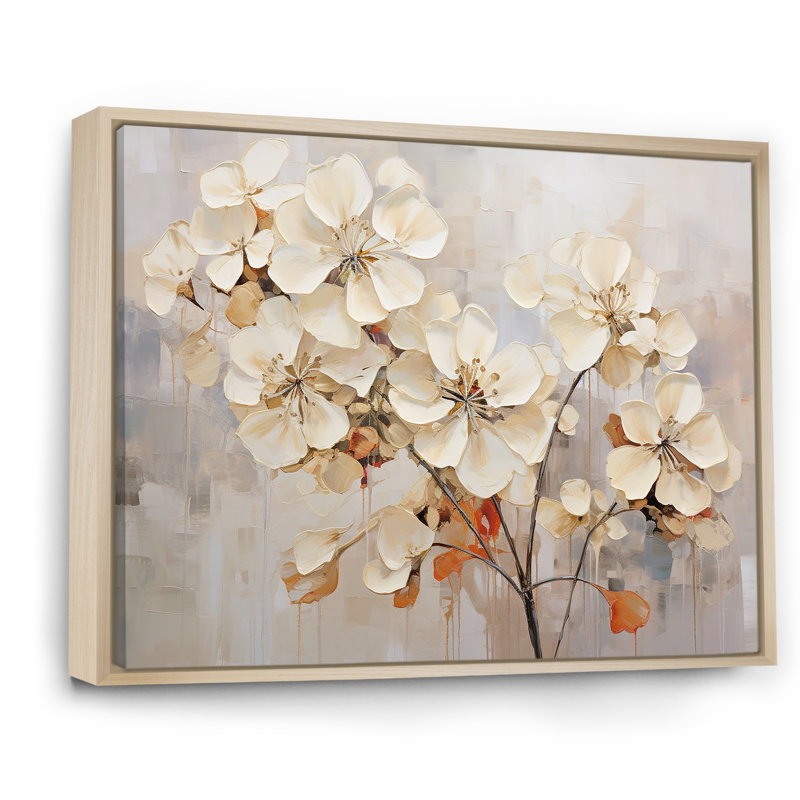" Minimalism Geraniums Efflorescence I ", Natural Floater Framed, 16" H x 32" W x 1" D