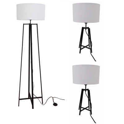 Grace 61.4'' Black Traditional Floor & Table Lamp Set