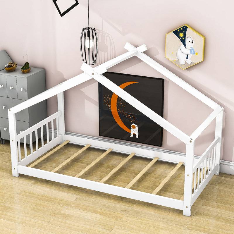 Lit plateforme avec tête de lit et pied de lit Jalapa, Simple, Blanc