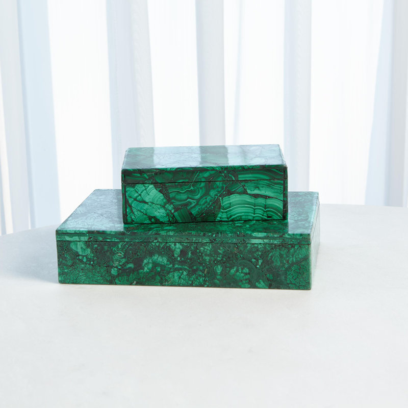 Malachite pierre Box-Sm, H 2,5 po x l 7 po x P 4,5 po