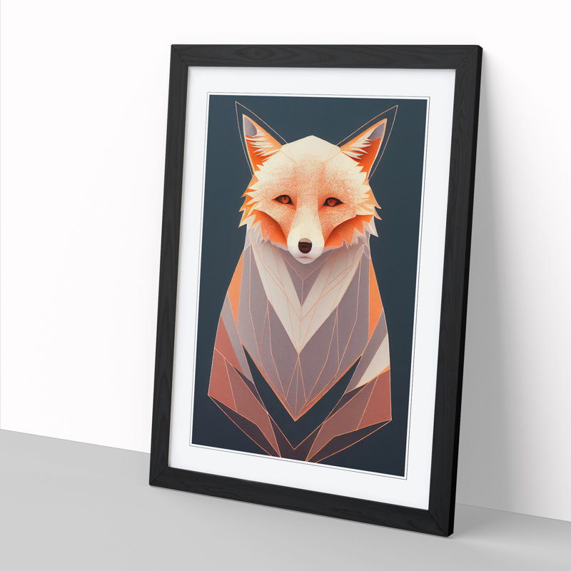 FRM-V0523-1026X Fox Modern - Picture Frame Print, Black Framed, 64cm H x 46cm W x 2cm D