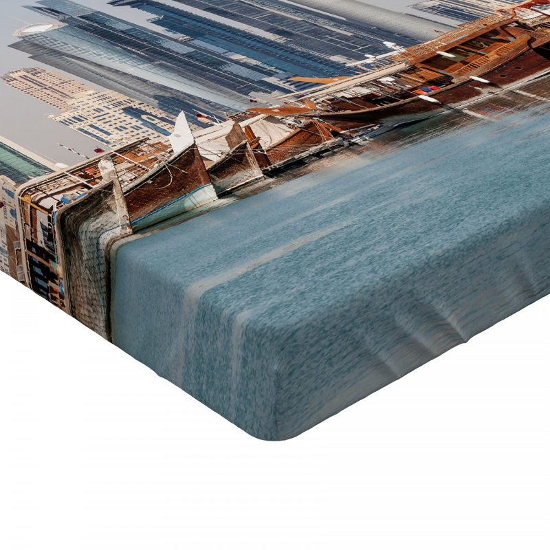Drap-housse avec horizon qatar city, Drap-housse de taille double