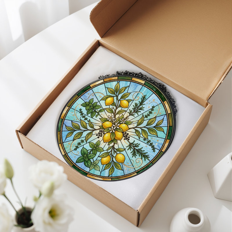 Panneau de vitrail Lemon Herb - 7,8H, H 7,8 po