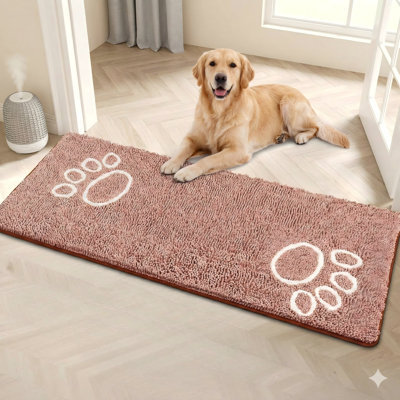 Highly Absorbent Entry Mat for Dogs, Measuring 60 by 24 Inches, Non-Slip Mat Designed for Muddy Paws, Machine-Washable Pet Rug That Captures Moisture and Debris, Suitable for Dog Crates and Pet Resting Areas