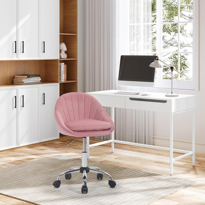 Chartrand Velvet Office Chair, Pink