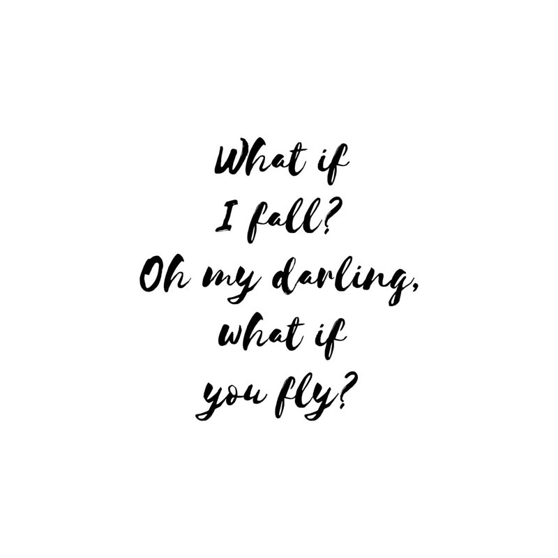 «What If I Fall Blck» par Pixy, art textuel sur toile tendue, H 26 po x l 18 po x 1,5 po