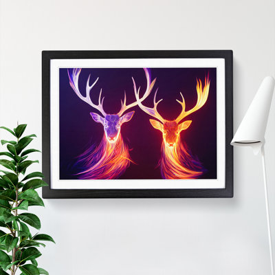 Magical Stags Abstract - Framed Print
