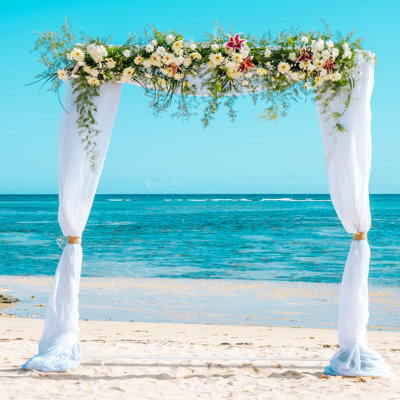 Arche de mariage carrée en métal blanc de 6,5 pi, support de fond robuste pour décoration de fête, de fête et de photomaton
