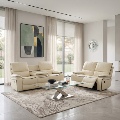 Canapé de salon inclinable en cuir végétalien 2 pièces Misty