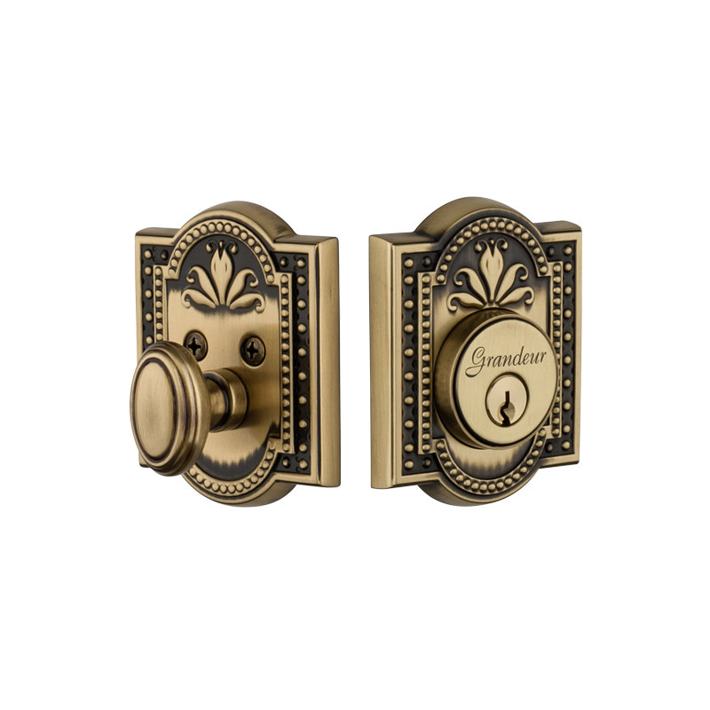 Parthenon Single Cylinder Deadbolt, Vintage Brass