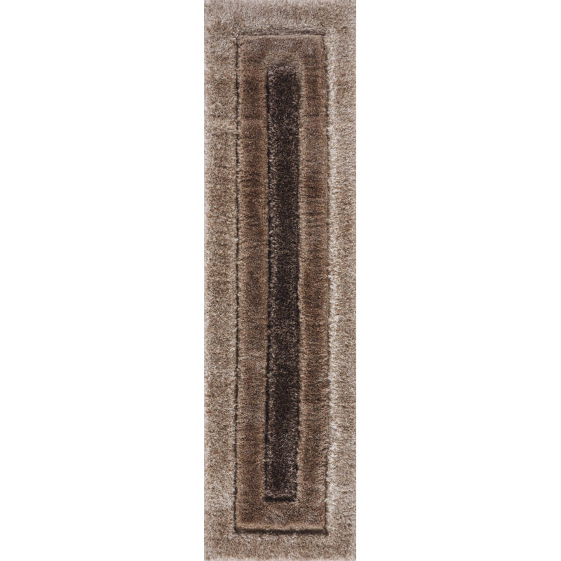 Kiawah Geometric Shag Area Rug, Runner 60 x 220cm