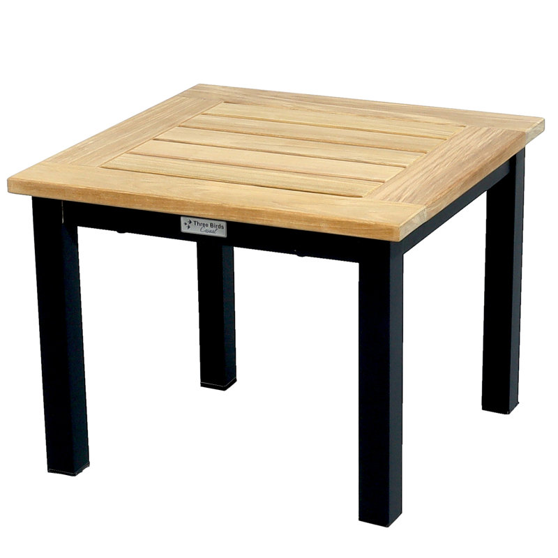 Low 20" Square Side Table Teak and Aluminum SoHo, Black