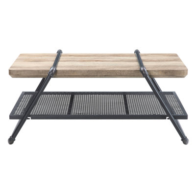 Wood And Metal Coffee Table With Extra Shelving - Home Decoration Element Oak Grey Wooden Surface Shelf Appealing
