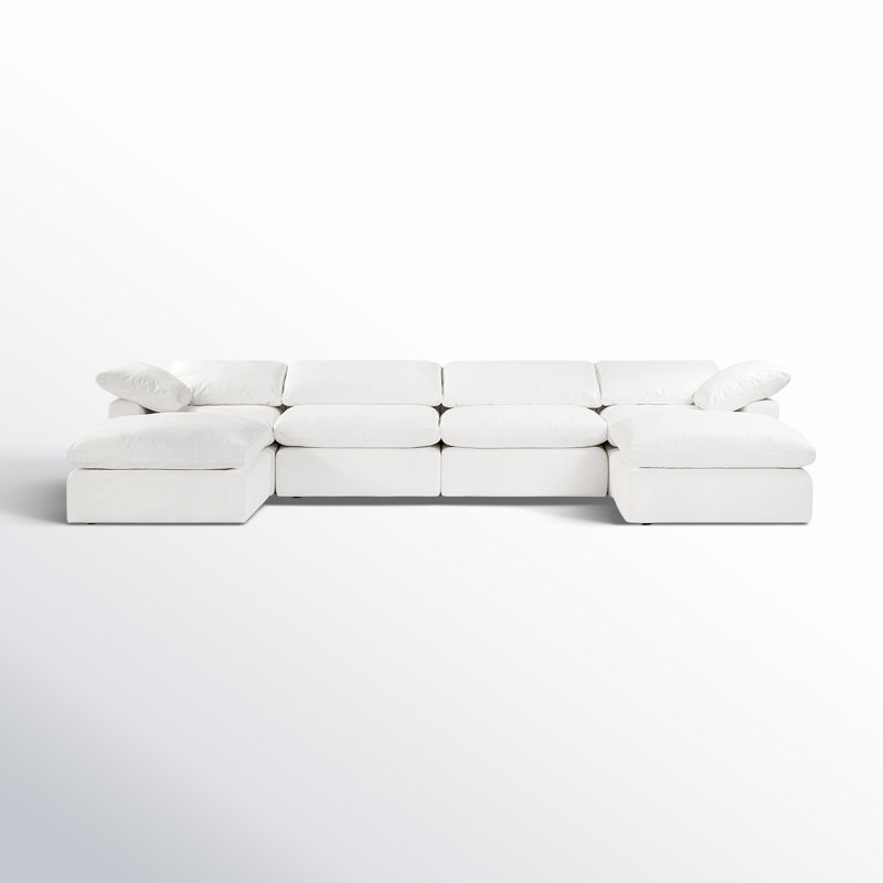 Canapé et méridienne rembourrés 6 pièces Wonardo, Tissu en coton blanc