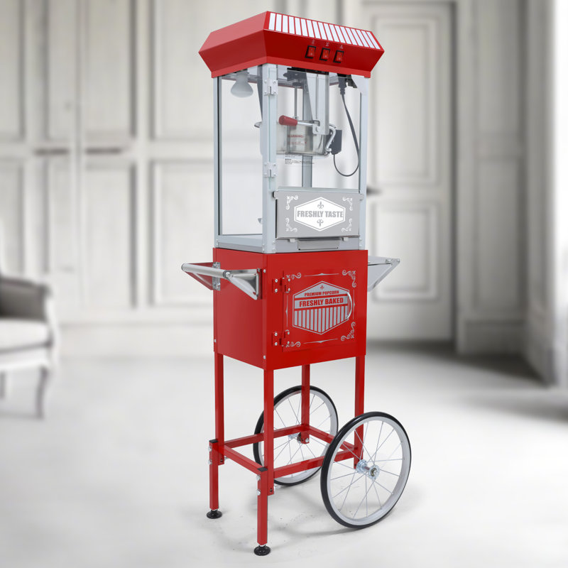 Machine à maïs soufflé commercial 12 oz, 60 tasses par lot, avec roues et lumière chaude pour le cinéma maison, les fêtes et le bureau