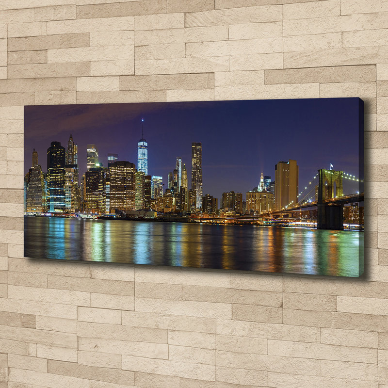 Manhattan By Night - Wrapped Canvas Print