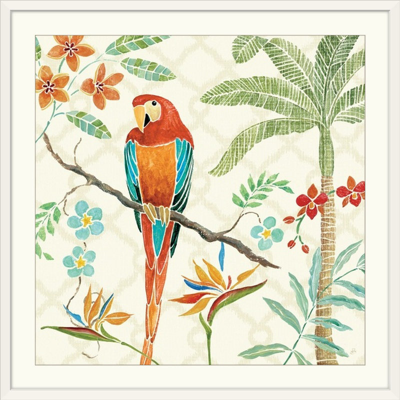 « ii », reproduction d’impression sur brissonnet, Tropical Paradise, H 20" x l 20" x P 1", Cadre blanc