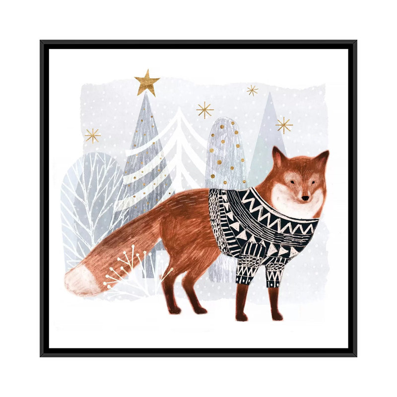 «Cozy Woodland Animal I», impression sur toile, H 18 po x l 18 po x P 1,5 po, Toile avec cadre noir