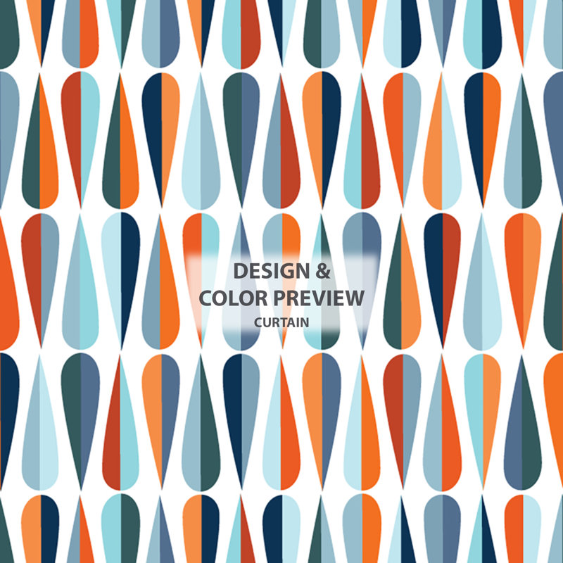 Retro Abstract Drops V - Rideau Mid-Century - Velours obscurcissant - 1 panneau, Bleu, l 52 po x L 84 po