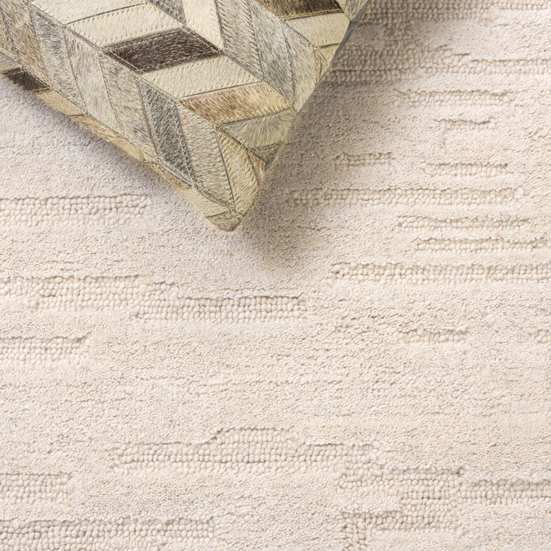 Marqueeta Hand Tufted Wool/Pet/Cotton Abstract Rug in Ivory, Square 6"