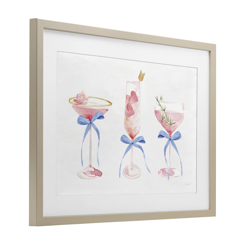 «Flirty Champagne Cocktail», reproduction encadrée sous verre, design par Mercedes Lopez Charro, H 14 po x l 20 po