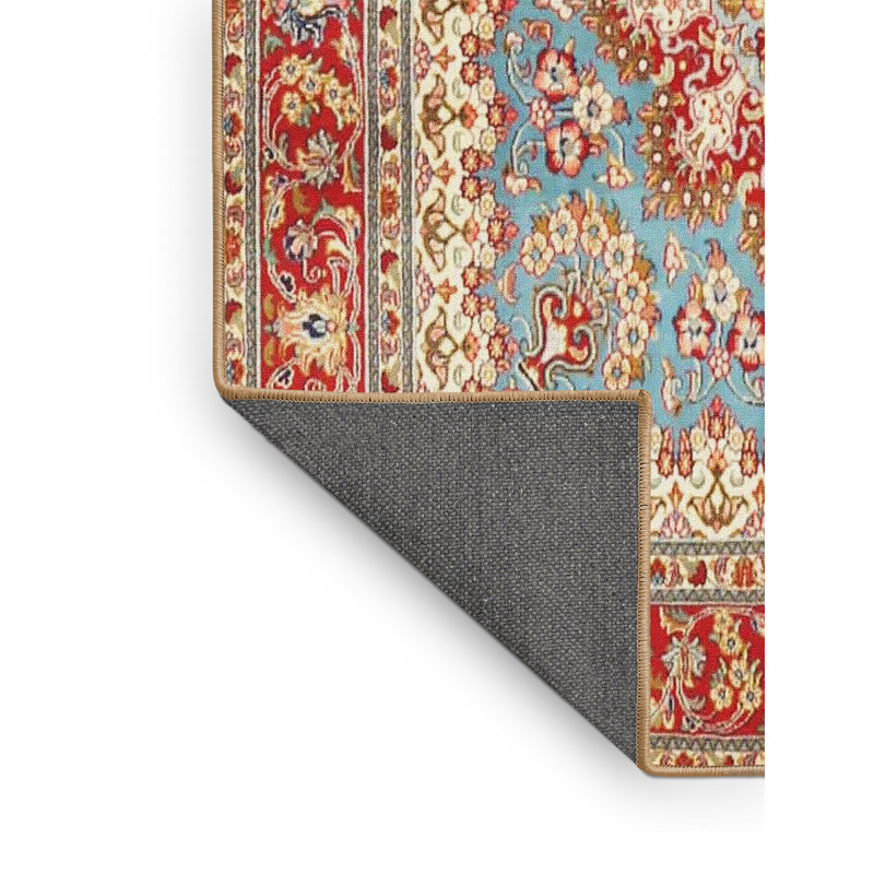 Tapis rouge / brun traditionnel Dorffman, Rectangle 5 pi x 7 pi