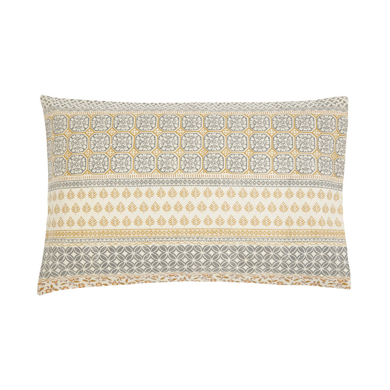 Folk Stripe Cover Set, Super King Duvet Cover + 2 Pillowcases, Gold