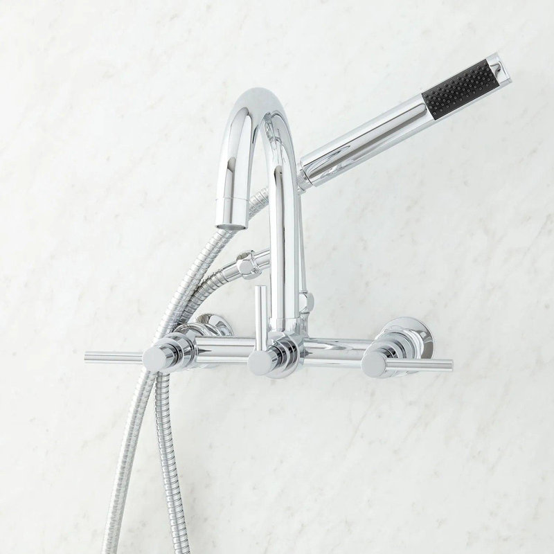Sebastian Wall Mounted Tub Faucet with Lever Handles, Chrome