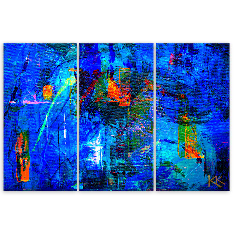 Hand -Packed In Blue - 3 Piece No Frame Print on Canvas, 100cm H x 150cm W
