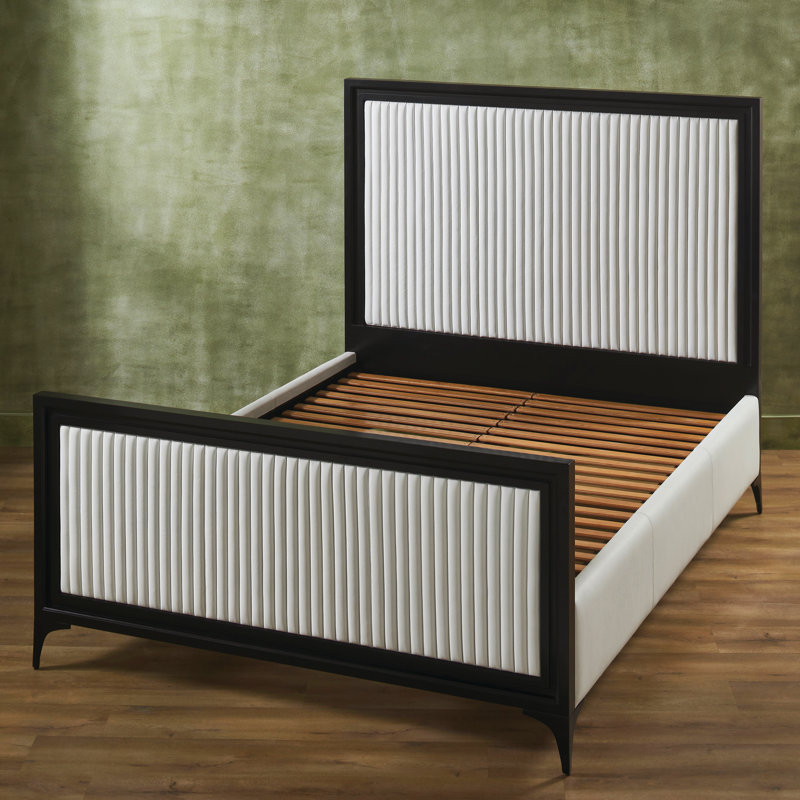 Lit en cuir Stanford, Blanc/Noir, Grand