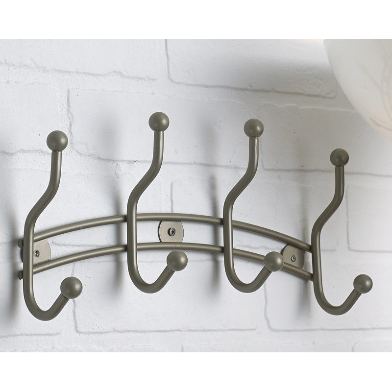 Utility Wall Mounted Coat Rack, Matte Nickel
