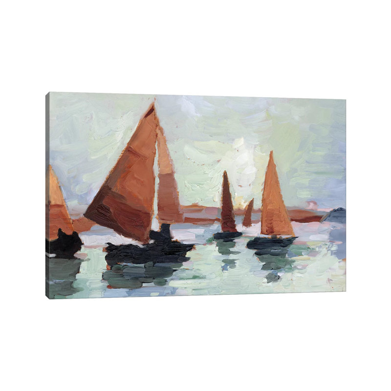 "Sunset Harbor I" par Ethan Harper, reproduction d’art, Toile tendue, H 32 po x l 48 po x 1,5 po, Pas de tapis