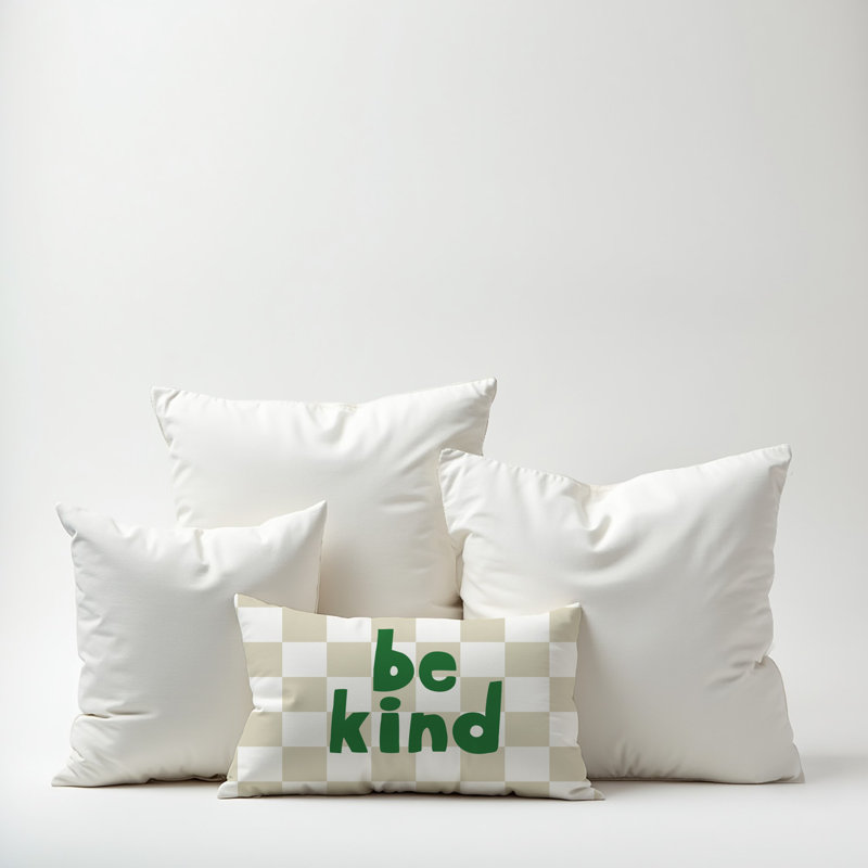 Be Kind Checker 20 x 14 Spun Poly Pillow, 14x20