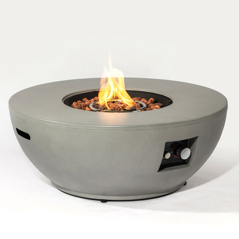 36" Grey Propane Fire Pit Table 50000 BTU Outdoor Steel Firepit with Tank Holder for Patio