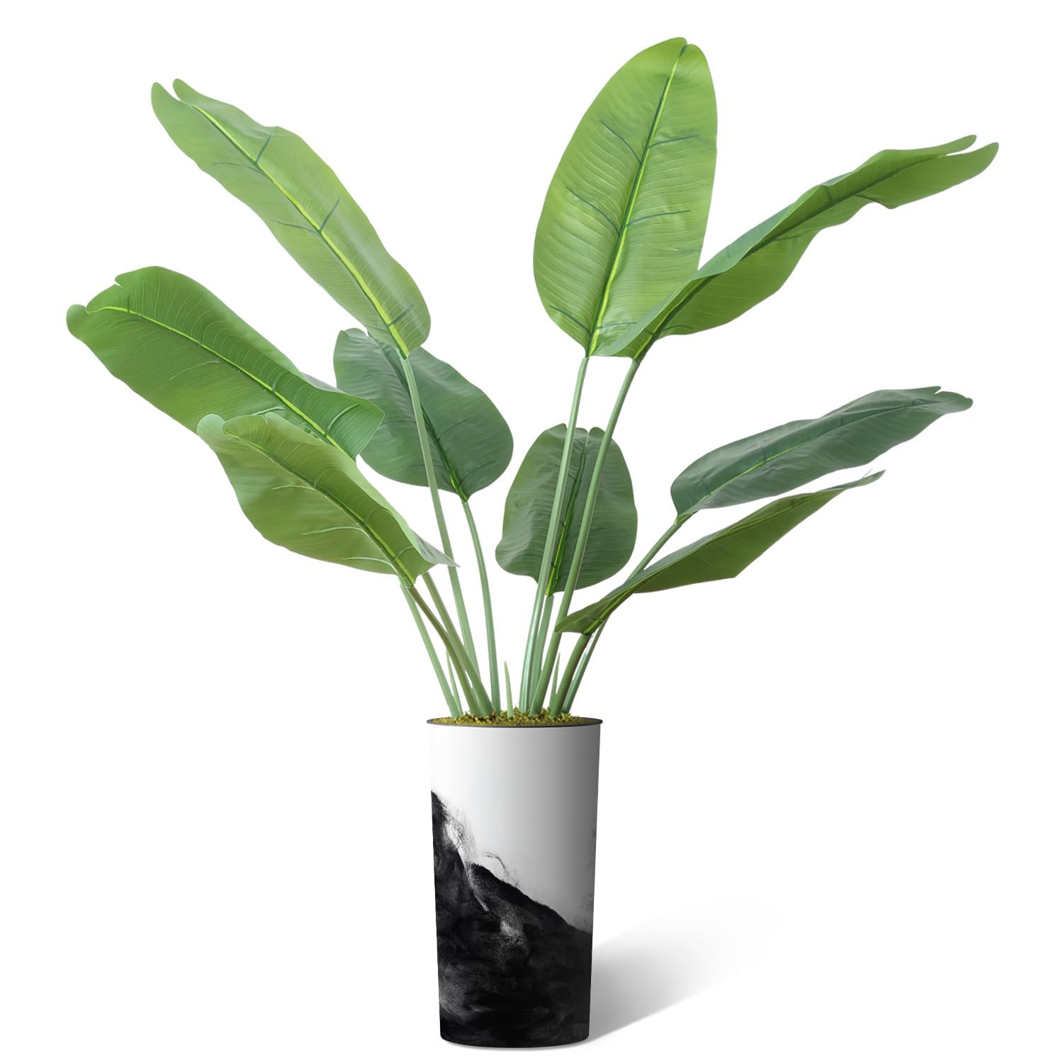 SIGNLEADER Indoor Outdoor Fake Plants Faux Banana Leaf Silk Tree
