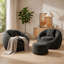Fauteuil demi-tonneau surdimensionné noir de 39,4 po de large avec coussin lombaire et fauteuil rembourré de mousse pour le salon et la chambre à coucher