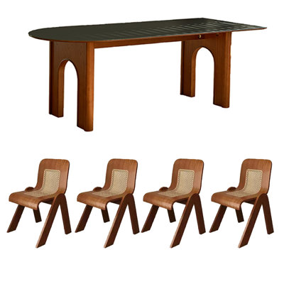 Sintered stone ash dining table set