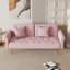 Canapé-lit convertible moelleux en velours beige avec têtes de clou décoratives-1786398839