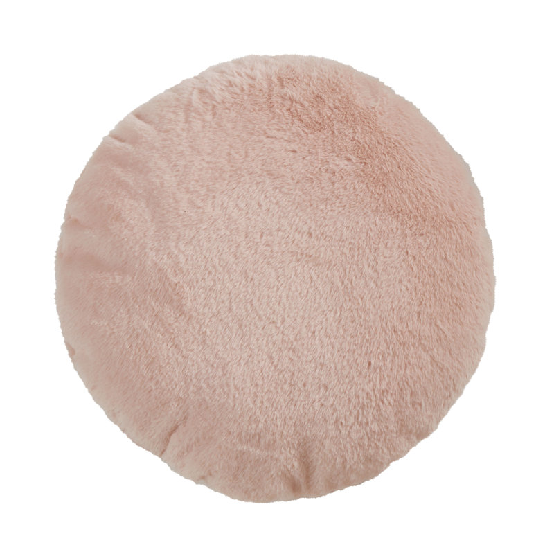 Faux Rabbit Fur Collection Reversible Throw Pillow, Beige