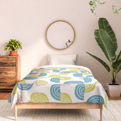Ensemble d'édredon en coton bleu / rose / vert Mirimo