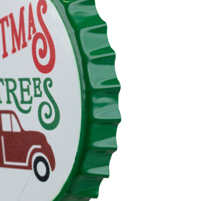 4 tiges de Noël en fer blanc «Fresh Cut Christmas Tress» avec un camion rétro