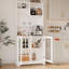 Armoire garde-manger 71 po, armoire de rangement haute autoportante à 6 niveaux avec panneau perforé, 2 armoires, tablettes ouvertes, portes en verre, organisateur de rangement pour le bar à café pour la cuisine, la salle à manger et le salon-1276567610