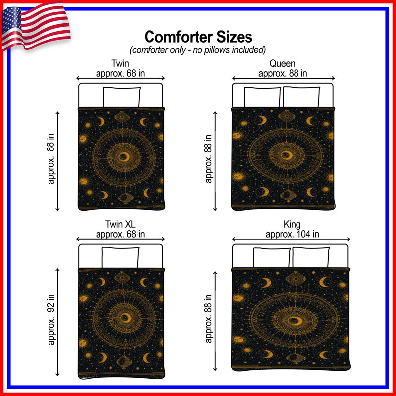 Celestial Sun Moon Illustration Comforter, Twin