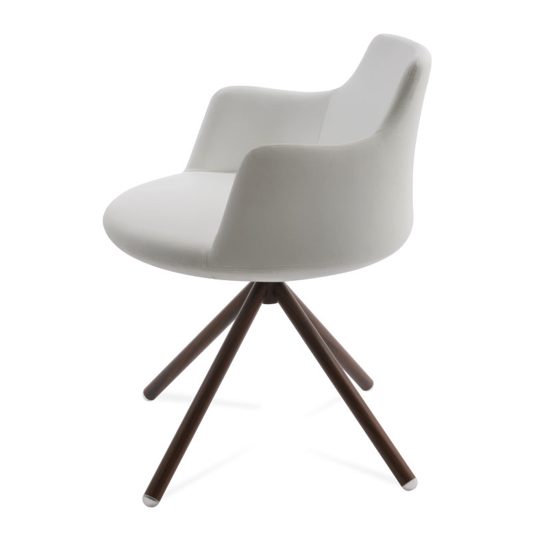 Chaise avec accoudoirs Dervish, Blanc, Noyer